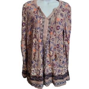 VINTAGE AMERICA boho Neutral floral blouse M